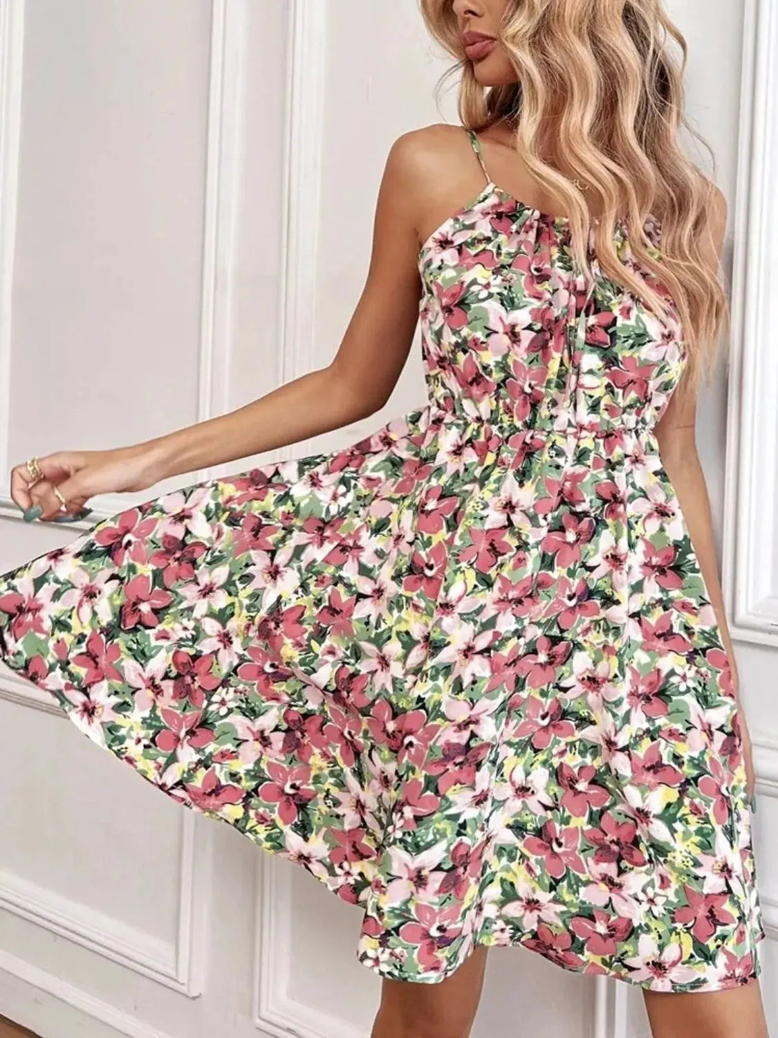 Floral Print Spaghetti Strap Summer Mini Dress - Be Bliss Boutique