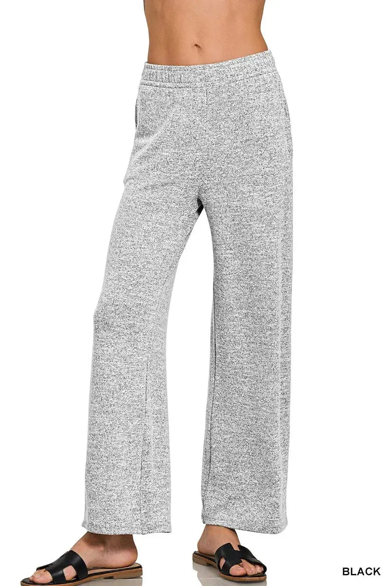 Zenana Soft Melange Hacci Elastic Waistband Lounge Pants - Be Bliss Boutique
