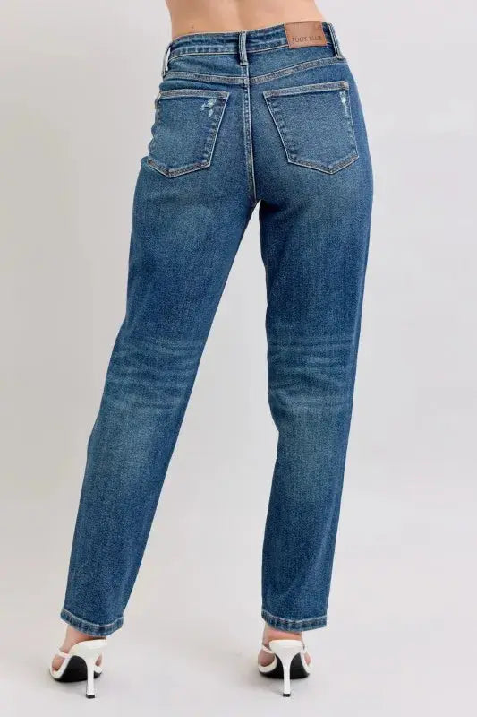 Judy Blue Jeans - Full Size High Waisted Rigid Magic Non-destroy Straight Leg - Be Bliss Boutique