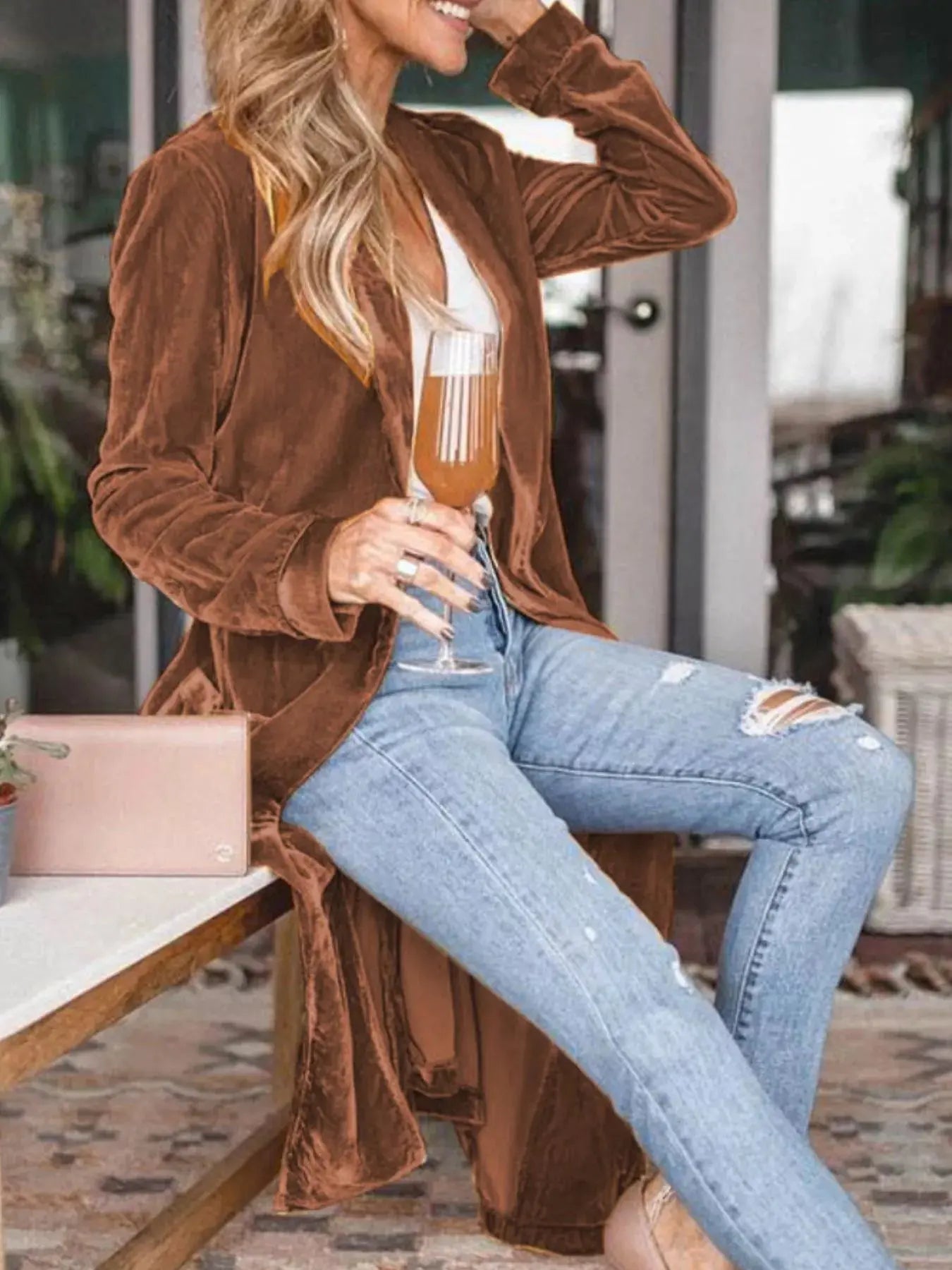 Velvet Luxe Open Front Longline Cardigan - Be Bliss Boutique
