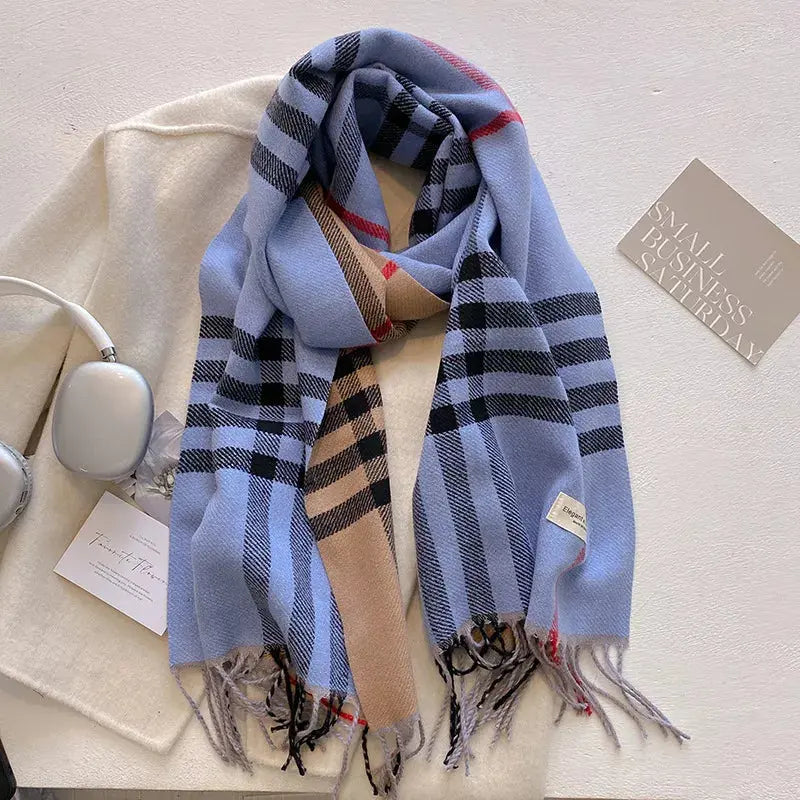 Plaid Fringe Winter Womens Scarf - Be Bliss Boutique