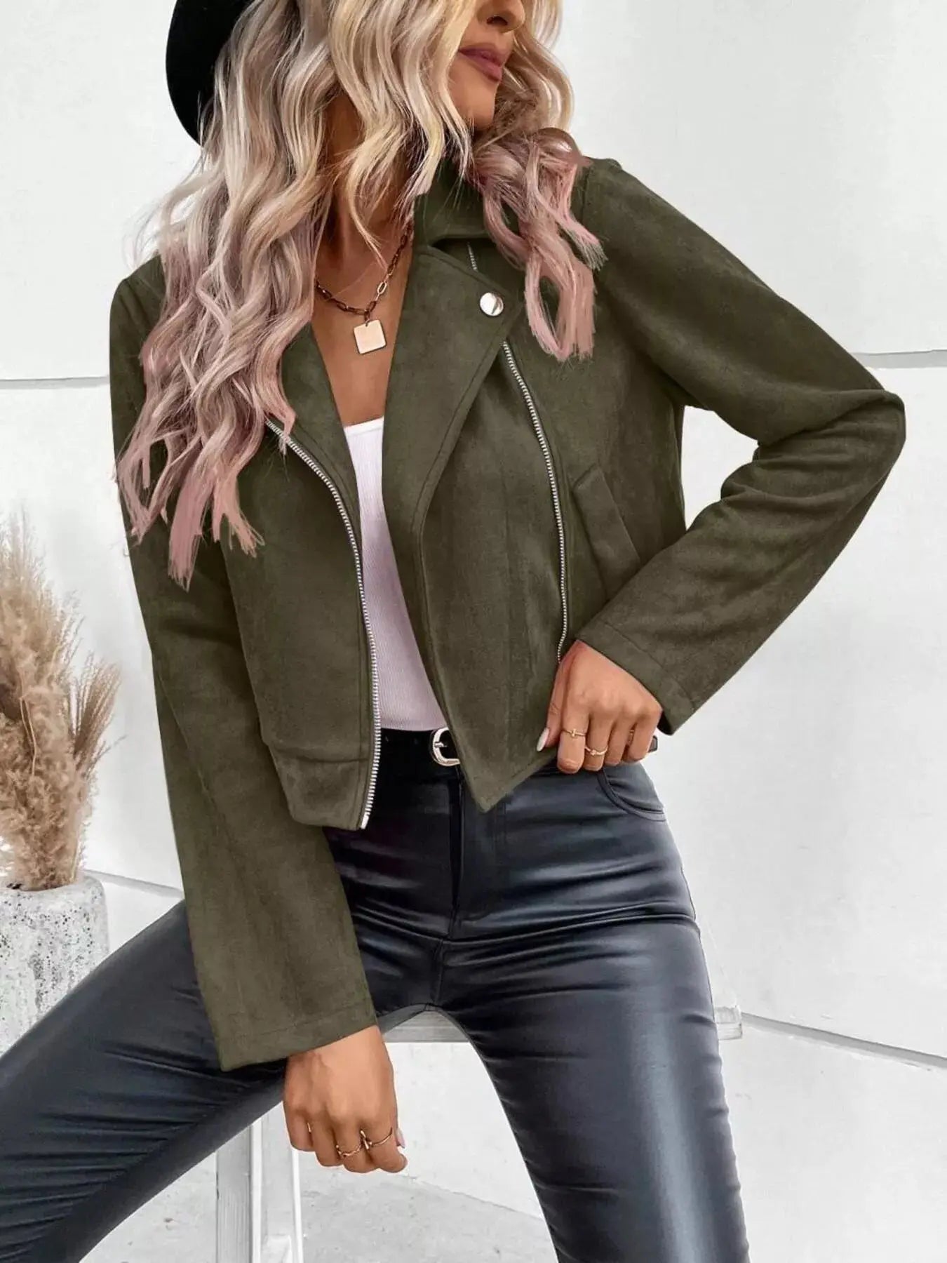 Zip Up Cropped Jacket - Be Bliss Boutique