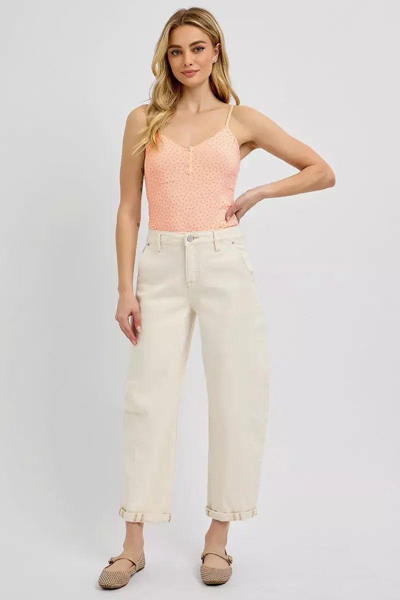 RISEN Jeans - High Rise Relaxed Barrel Cuffed Jeans - Be Bliss Boutique