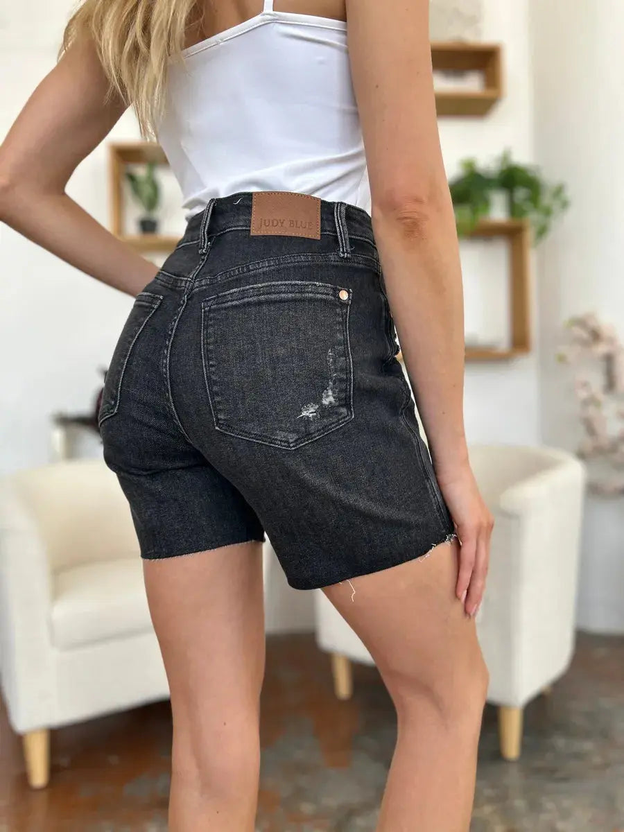 Judy Blue Jeans - Full Size High Waist Rigid Magic Denim Shorts - Be Bliss Boutique