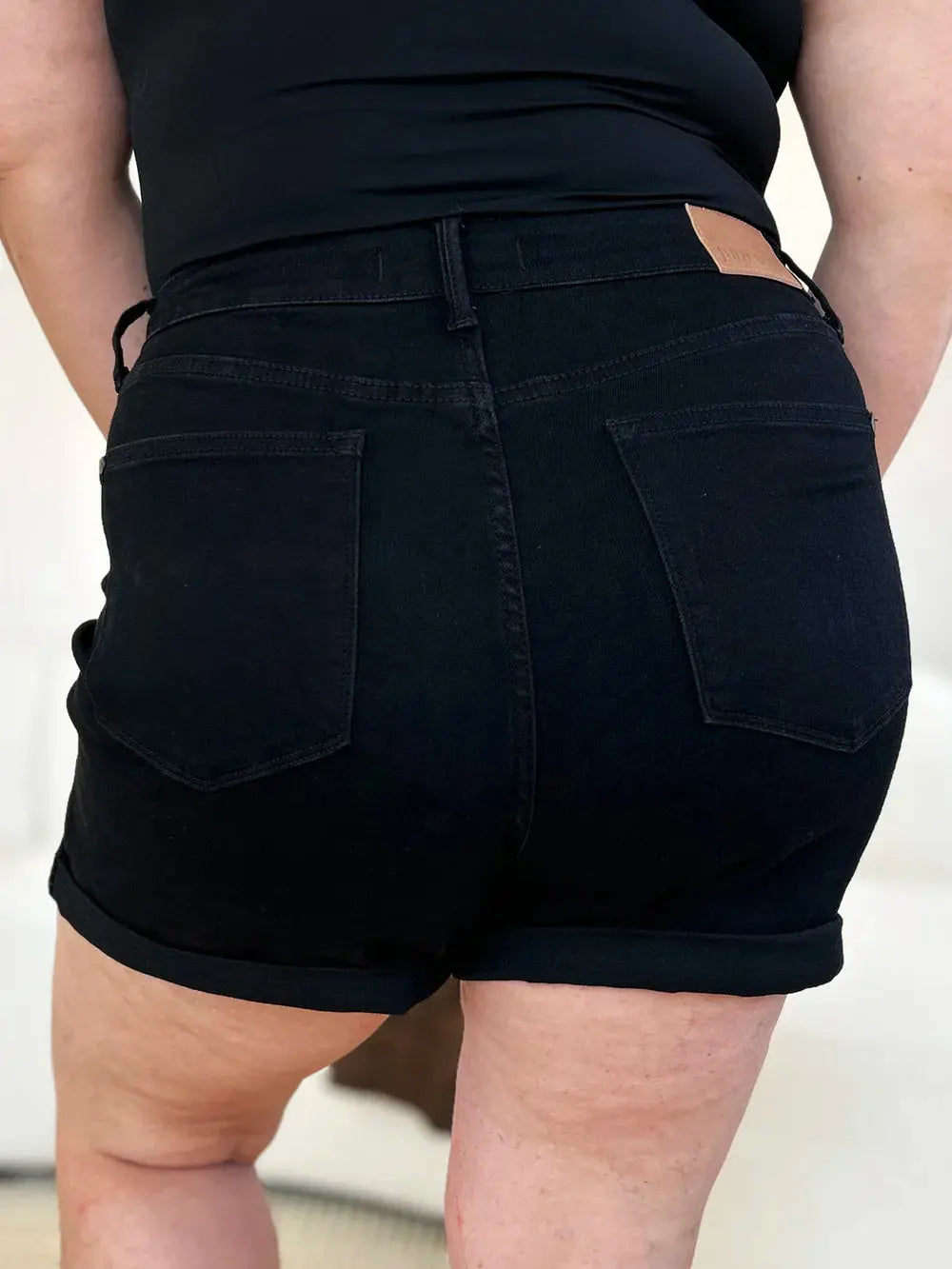 Full Size High Waist Tummy Control Cuffed Denim Shorts by Judy Blue Jeans - Be Bliss Boutique