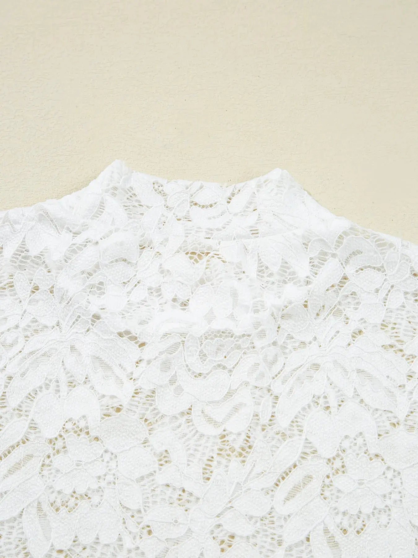 Lace Crochet Bell Sleeve Mock Neck Blouse - Be Bliss Boutique