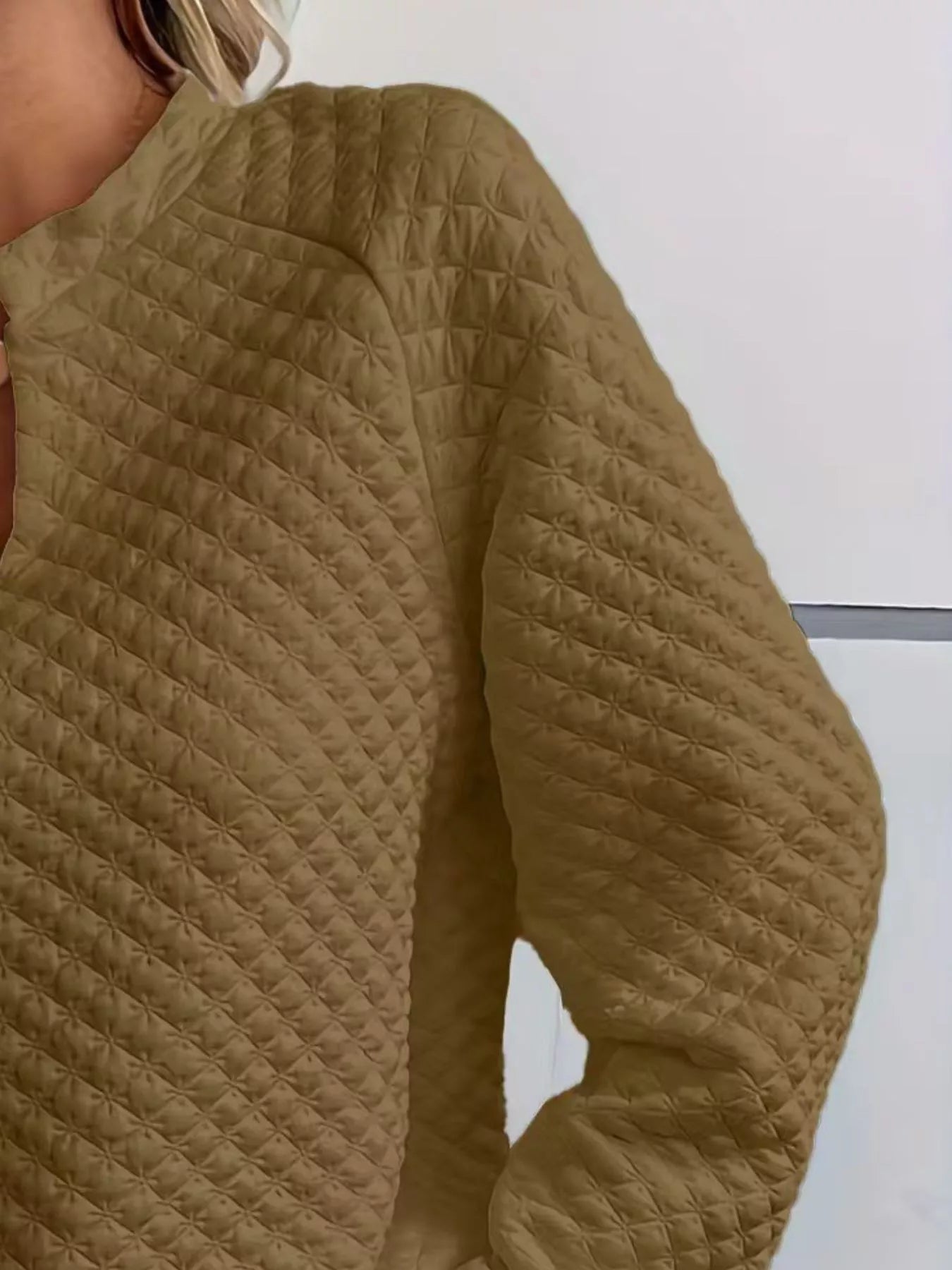 Notched Raglan Sleeve Sweatshirt -  Be Bliss Boutique