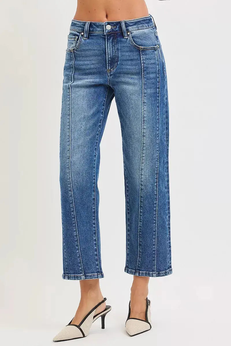 RISEN Jeans - High Rise Crop Straight Jeans - Be Bliss Boutique