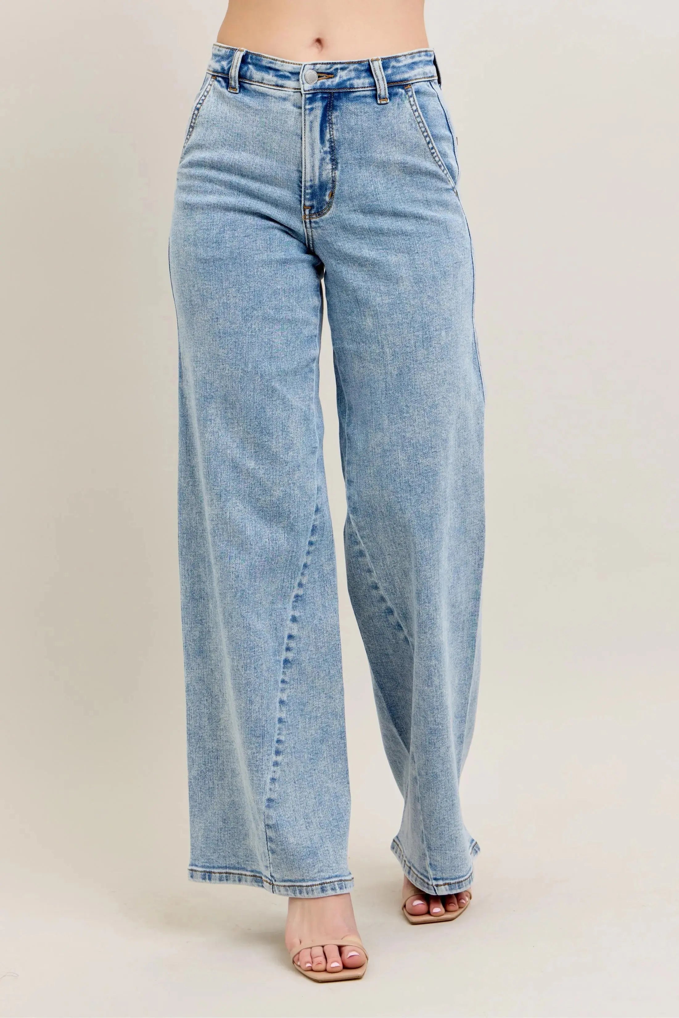 High Waist Skewed Inseam Wide Leg Judy Blue Jeans – Full & Plus Size - Be Bliss Boutique