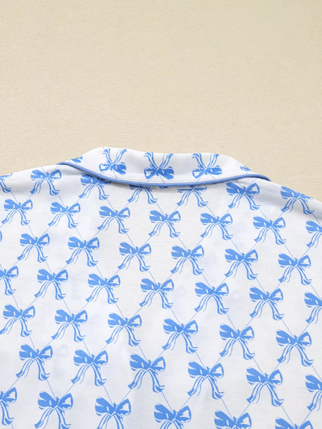 Bow Print Long Sleeve Shirt and Pants Pajama Set - Be Bliss Boutique