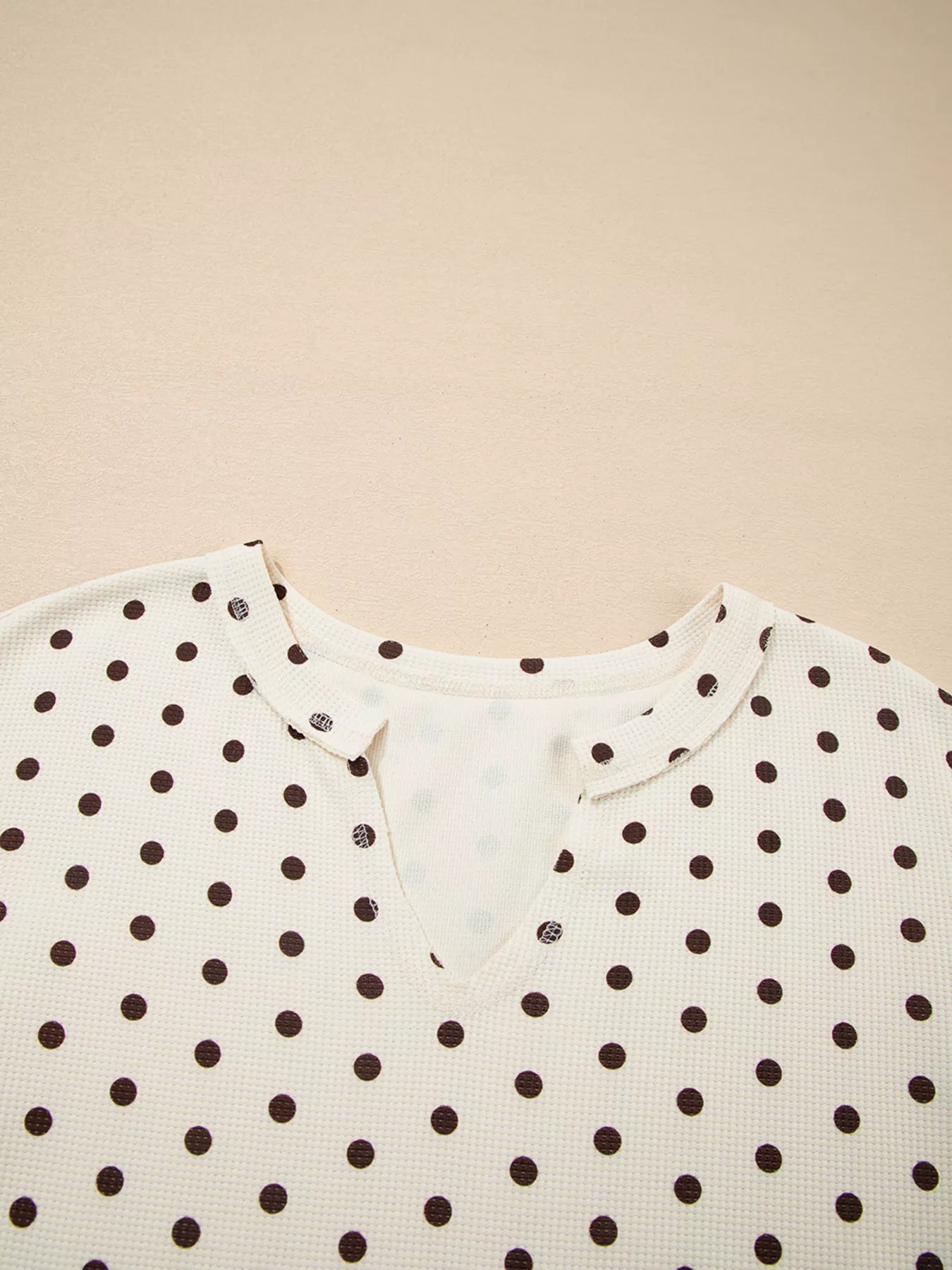 Polka Dot Notched Long Sleeve Top and Drawstring Joggers Lounge Set - Be Bliss Boutique