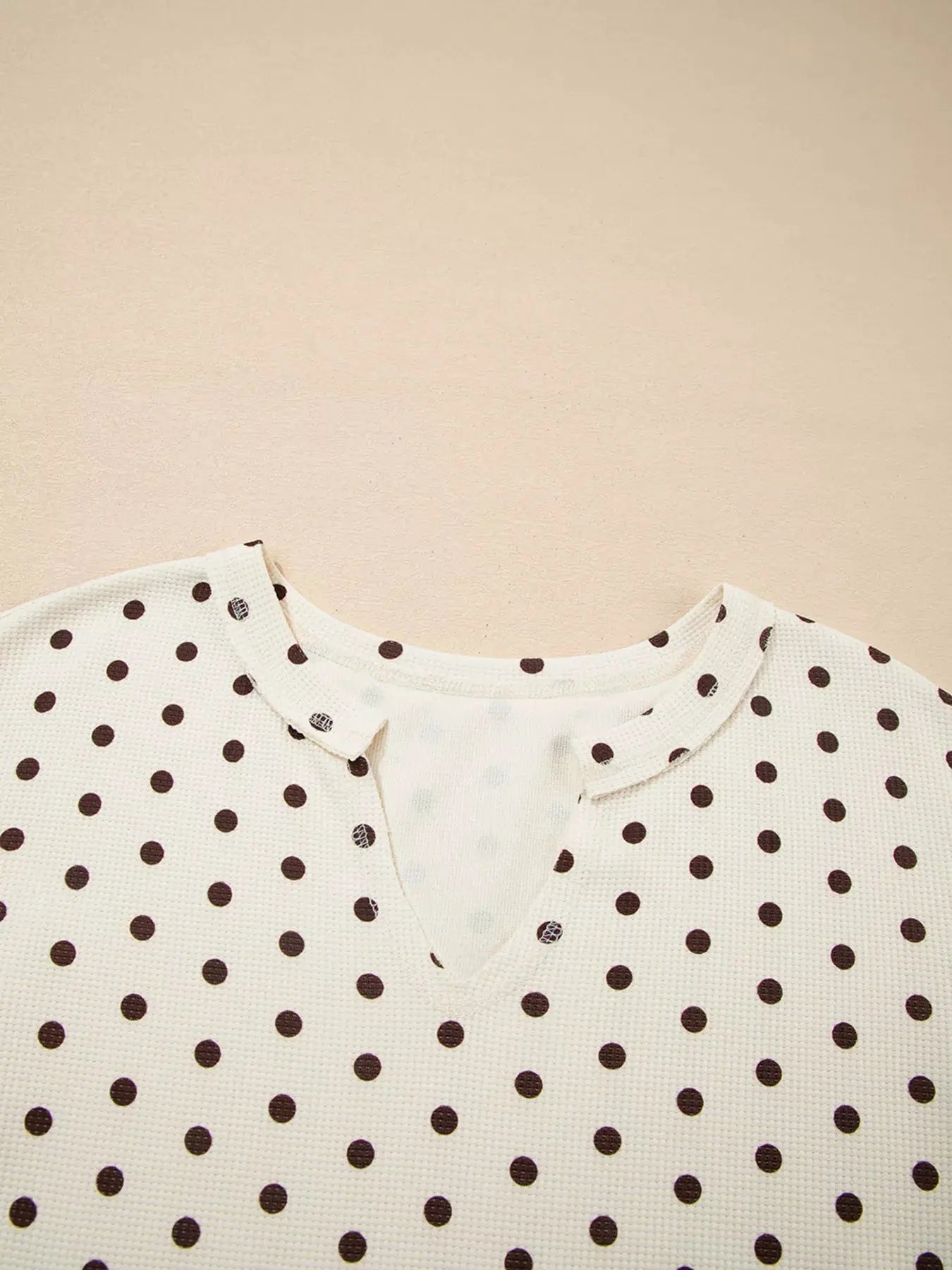 Polka Dot Notched Long Sleeve Top and Drawstring Loungewear Set - Be Bliss Boutique