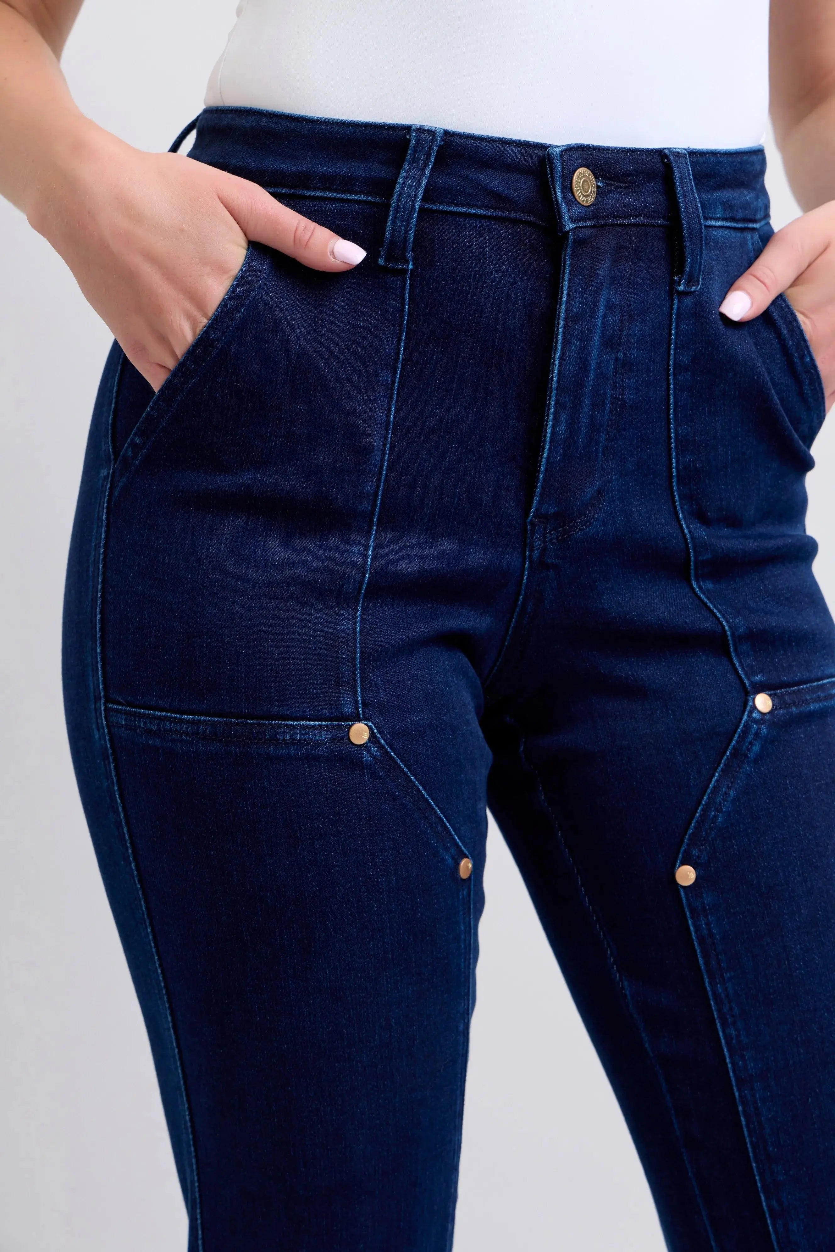 Full Size High Waist Workwear Patch Pocket Straight Leg Judy Blue Jeans - Be Bliss Boutique