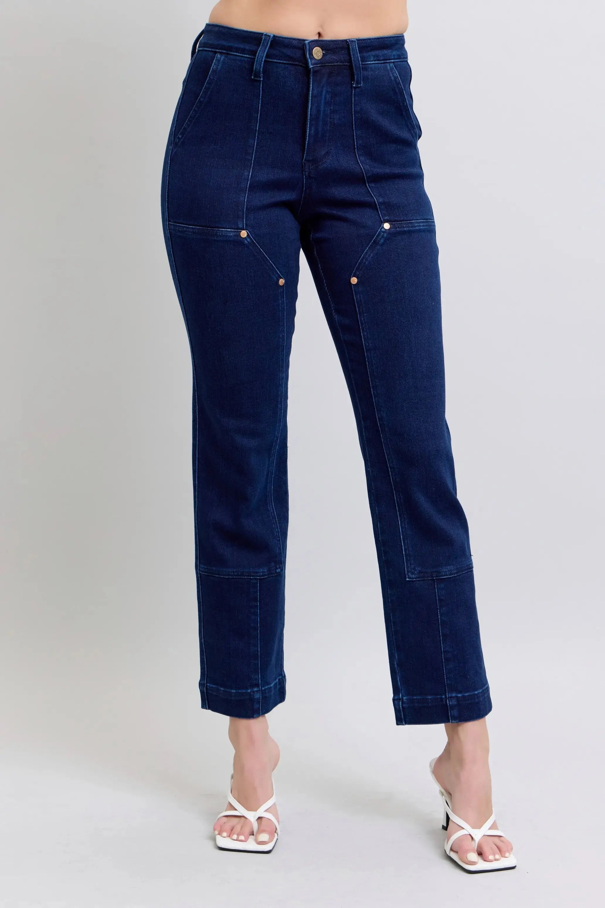 Full Size High Waist Workwear Patch Pocket Straight Leg Judy Blue Jeans - Be Bliss Boutique