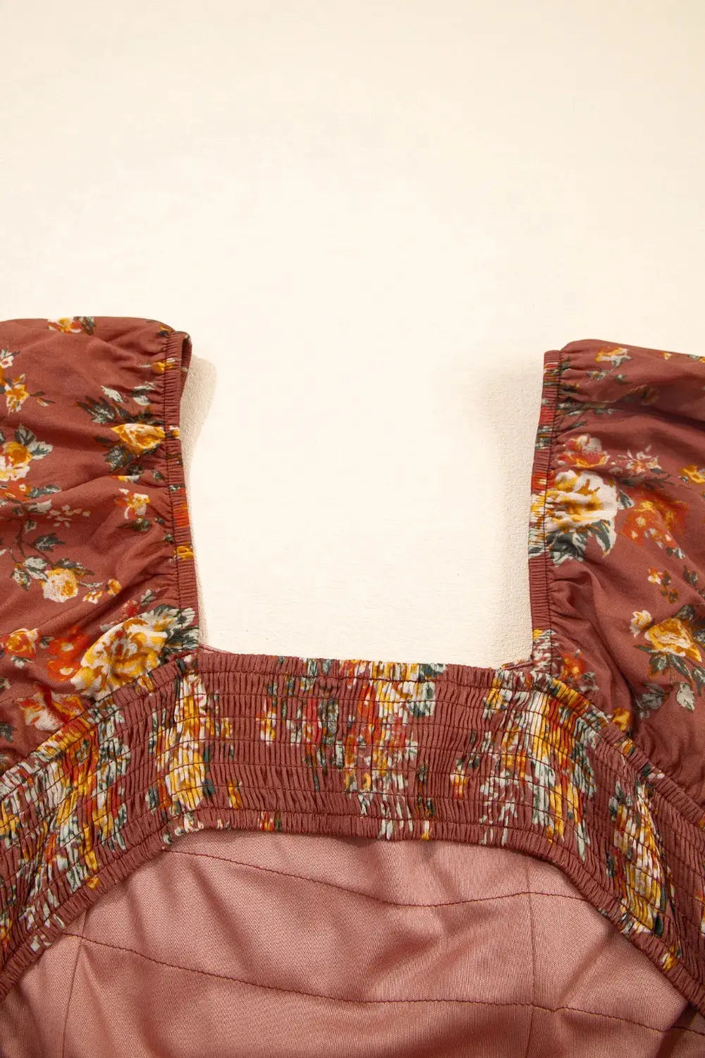 Floral Puff Sleeve Square Neck Knot Open Back Mini Dress - Be Bliss Boutique