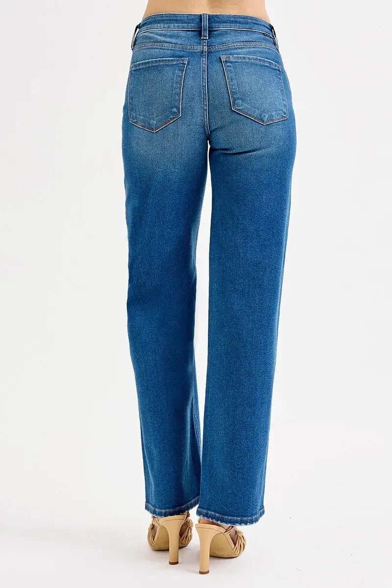Mid-Rise Distressed Boyfriend RISEN Jeans – Full & Plus Sizes - Be Bliss Boutique