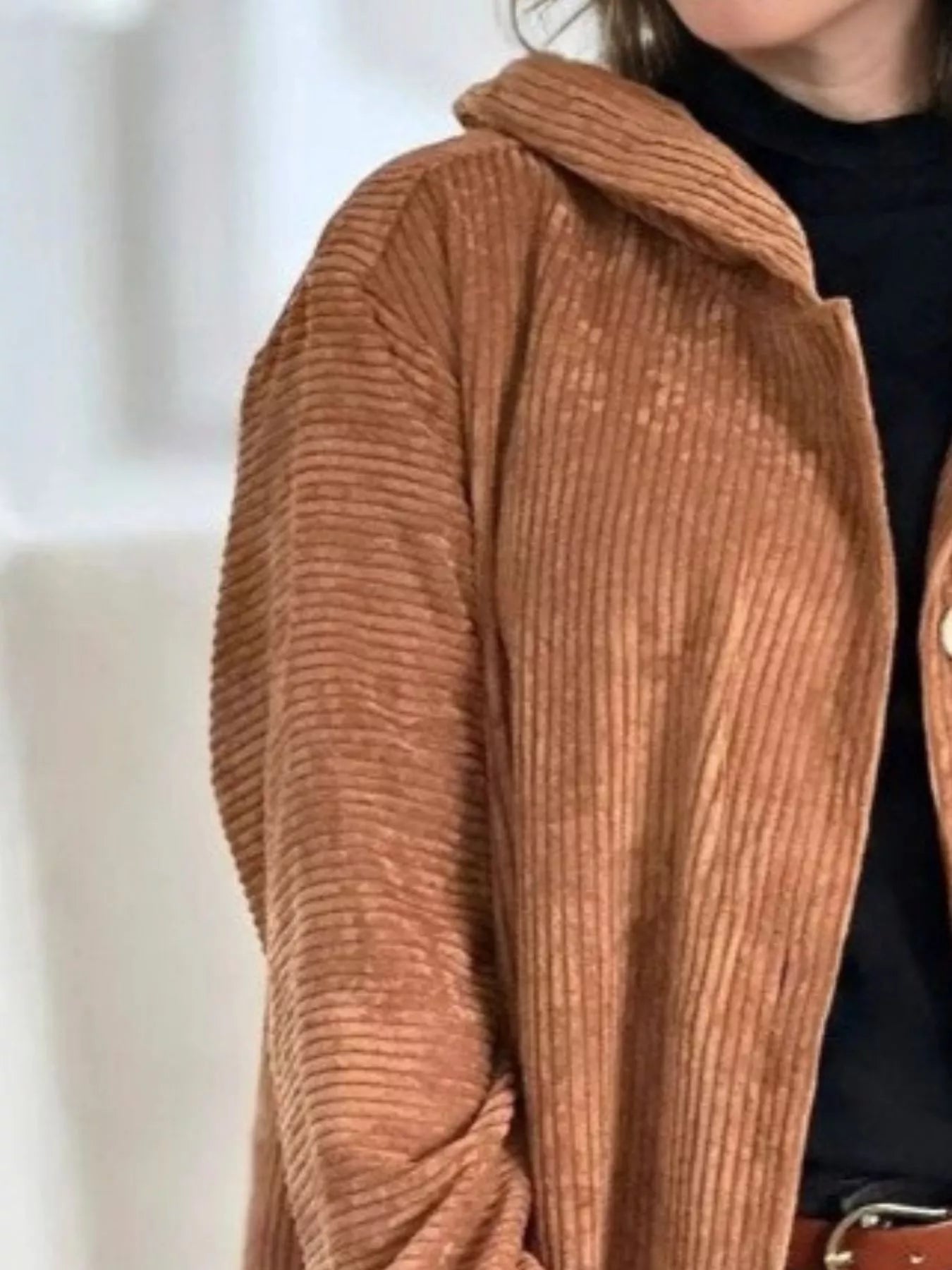 Full Size Corduroy Hooded Button-Up Jacket Plus Size - Be Bliss Boutique