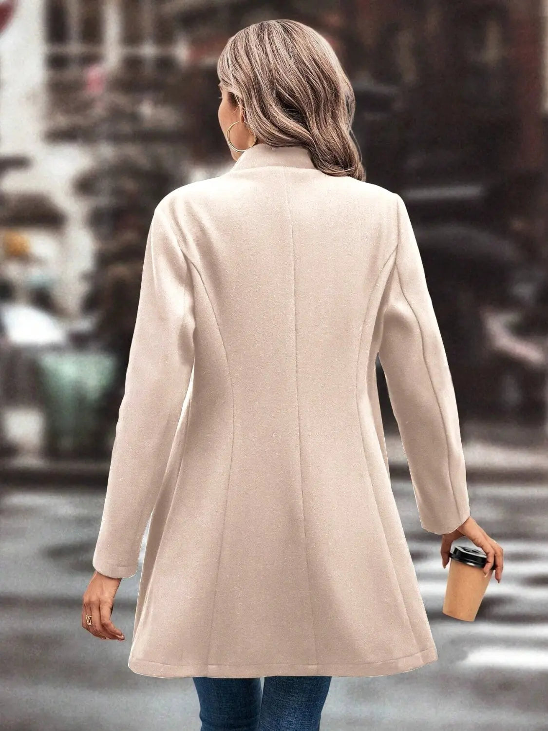Collared Neck Long Sleeve Womens Longline Coat - Be Bliss Boutique