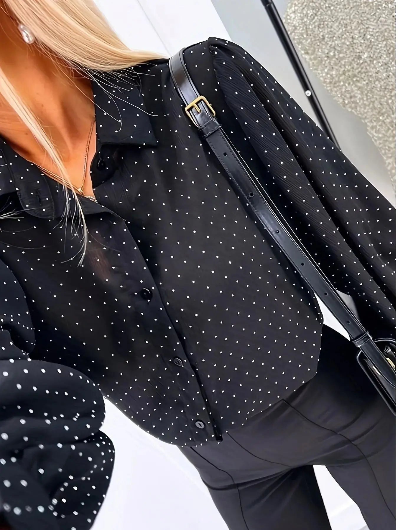 Polka Dot Oversized Button Up Shirt - Be Bliss Boutique