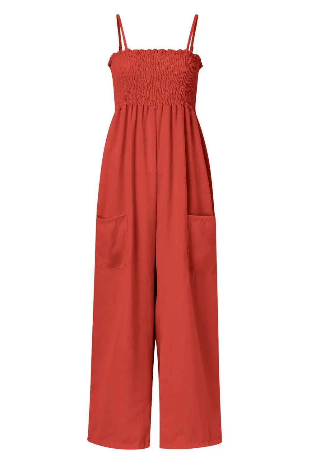 Smocked Spaghetti Strap Wide Leg Jumpsuit - Be Bliss Boutique
