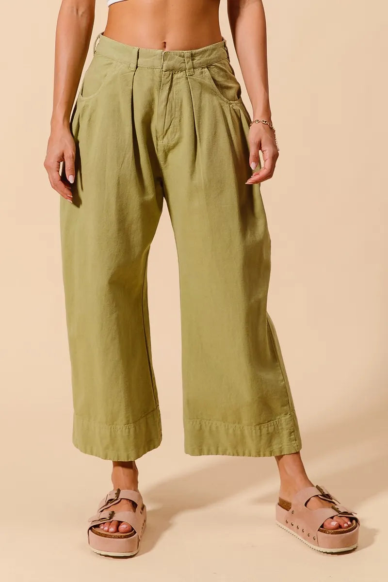 SO ME Mid Rise Wide Leg Chinos with Pockets - Be Bliss Boutique
