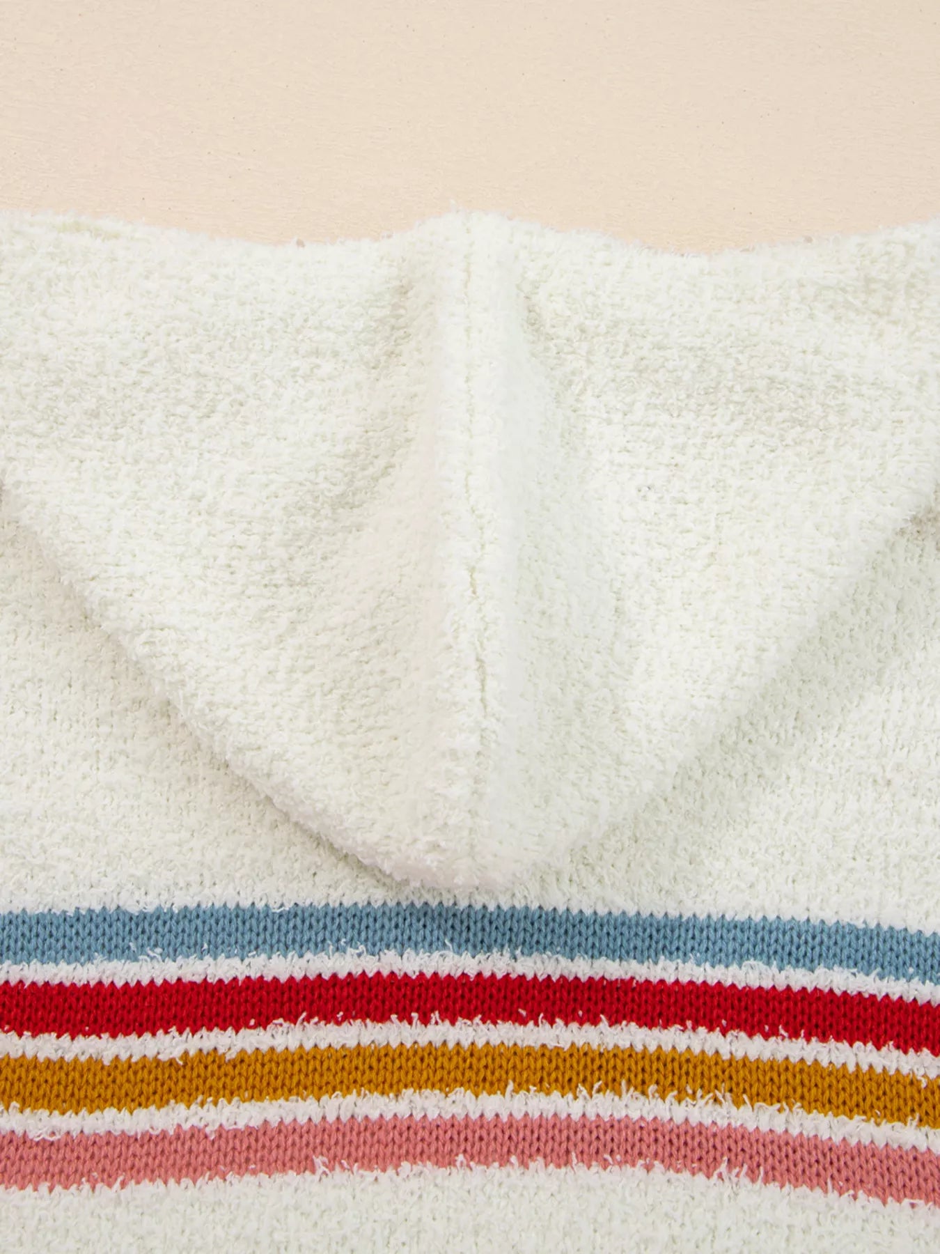 Multicolored Striped Accent Hooded Popcorn Sweater - Be Bliss Boutique
