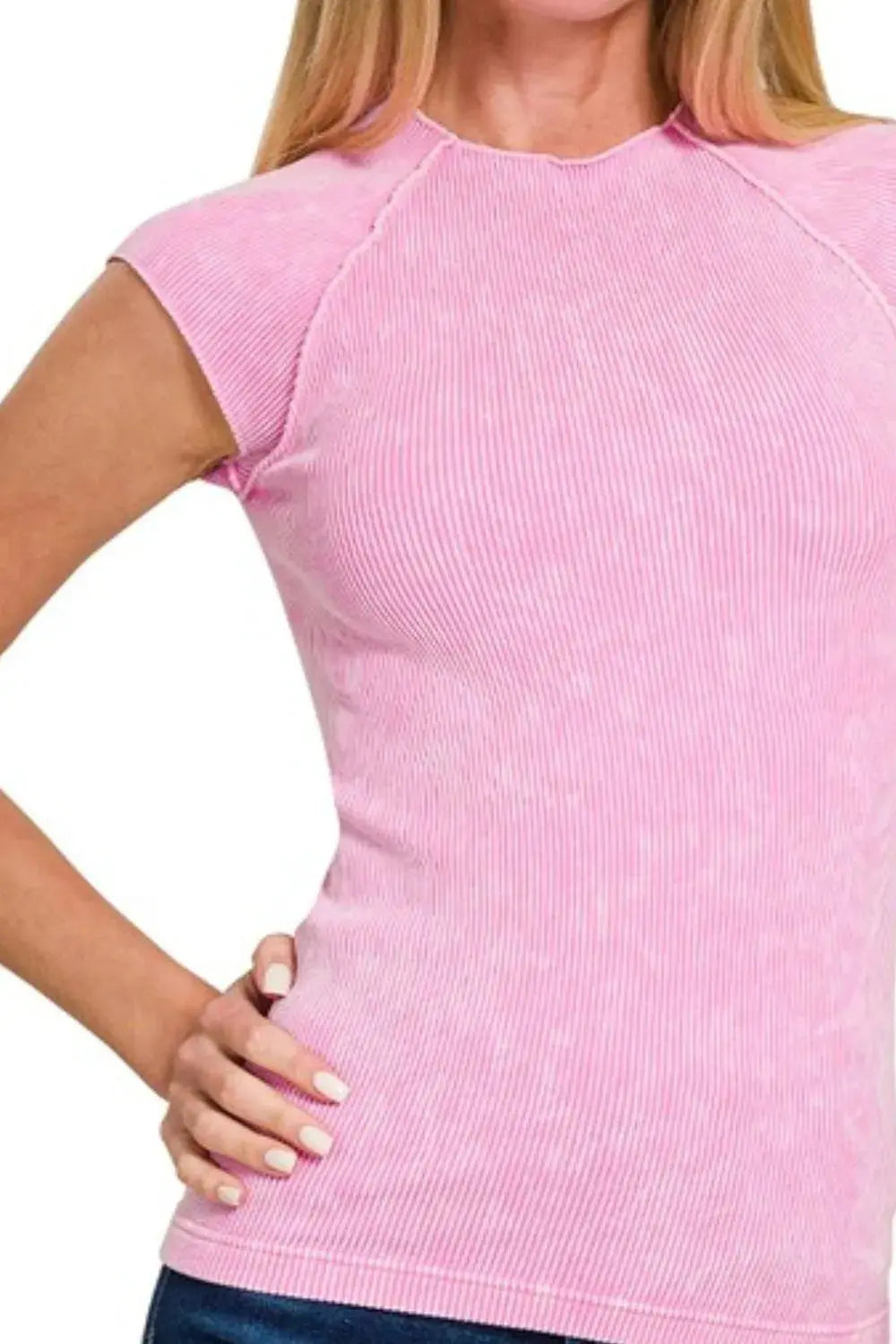 Zenana Pink Stone Washed Ribbed Seamless Tank Top - Be Bliss Boutique