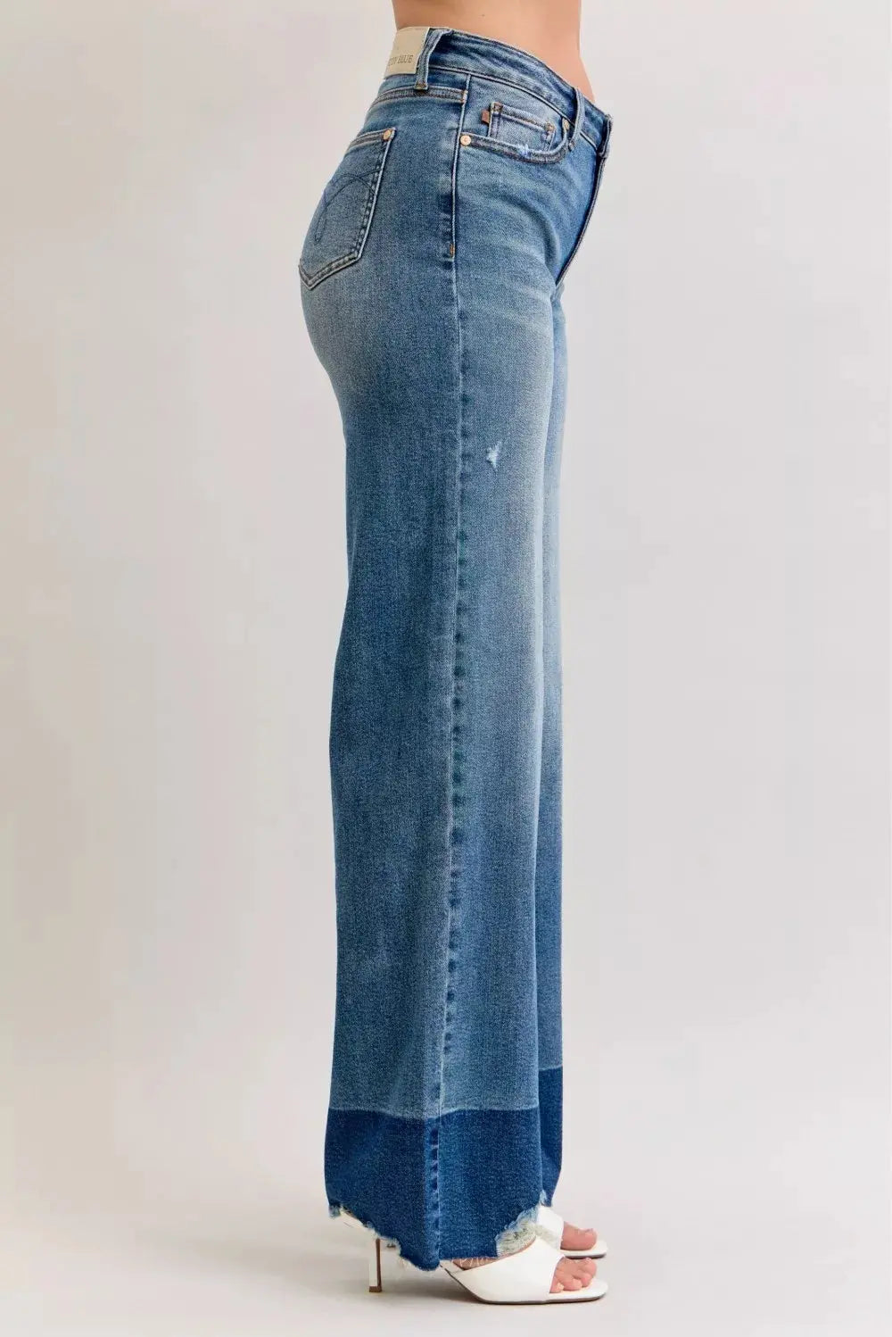 Judy Blue Jeans - Raw Hem High Waist Column Straight Jeans - Be Bliss Boutique