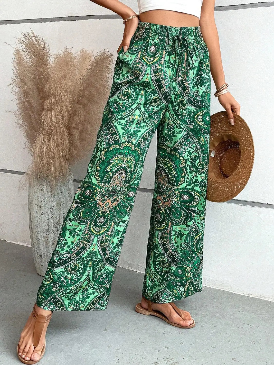 Printed Wide Leg Pants - Be Bliss Boutique