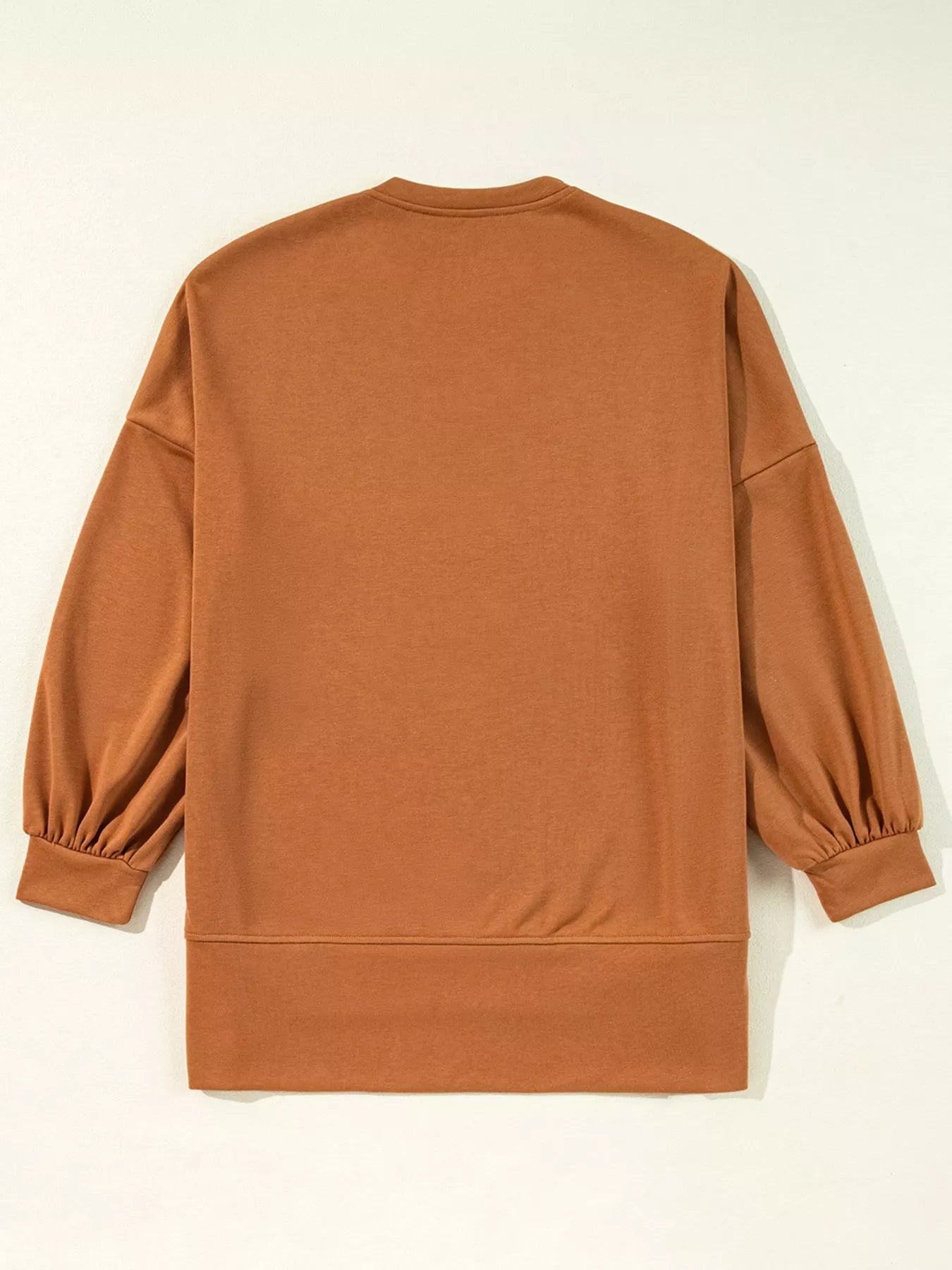 Happy Halloween Graphic Notched Long Sleeve Loose Top -  Be Bliss Boutique