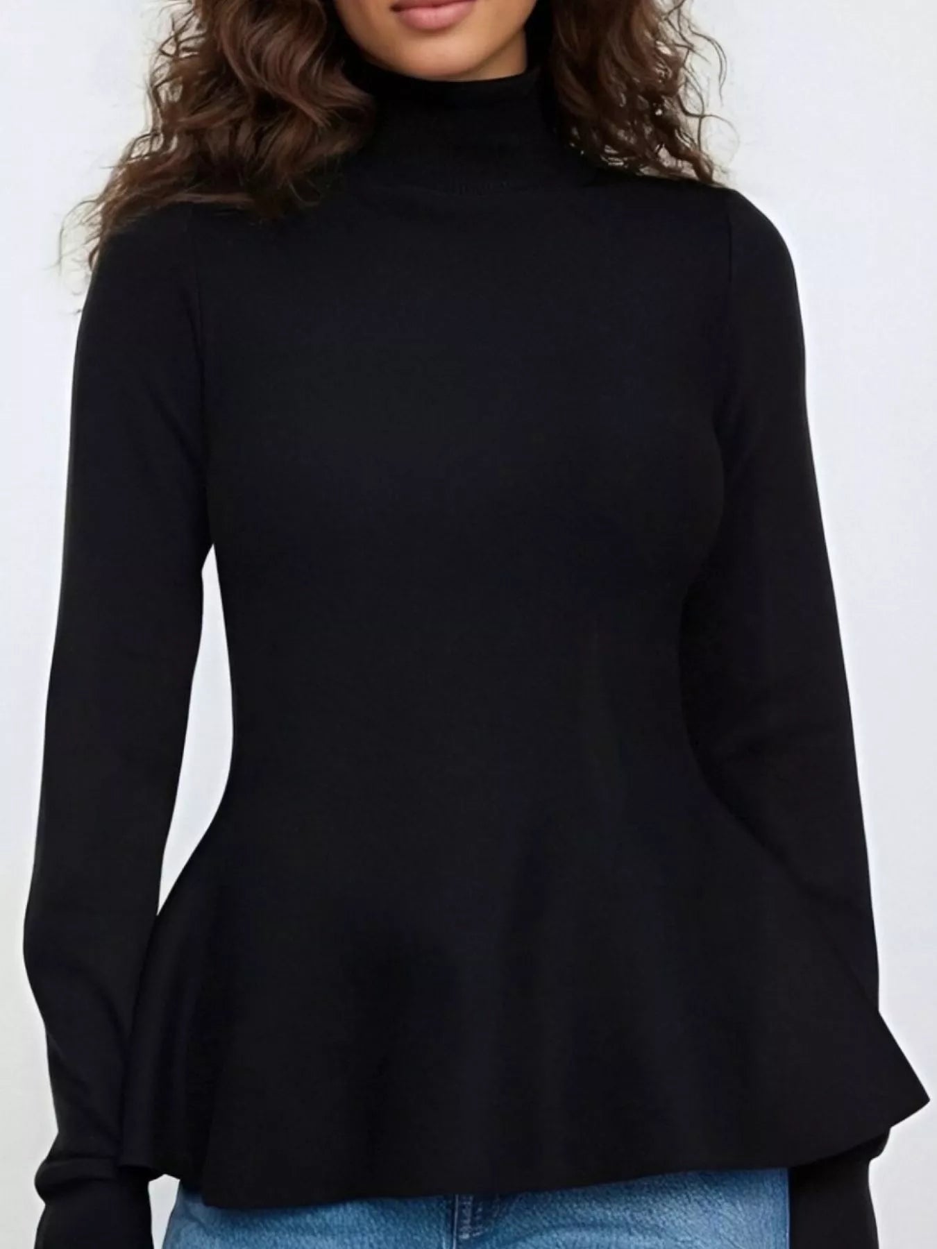 Mock Neck Long Sleeve Sweater -  Be Bliss Boutique