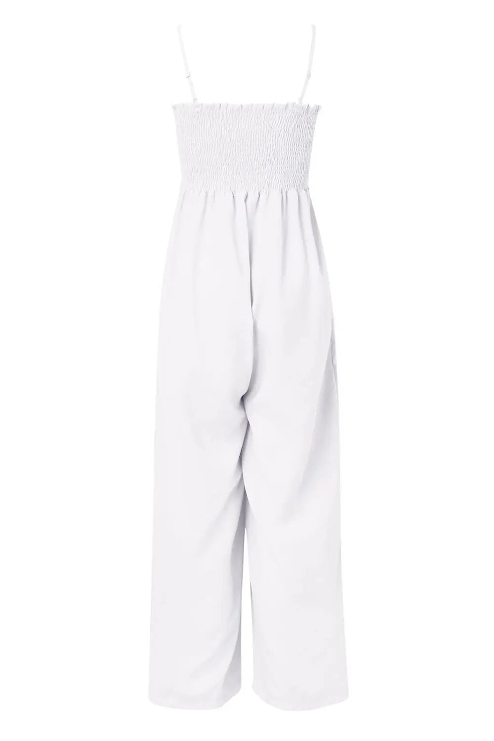 Smocked Spaghetti Strap Wide Leg Jumpsuit - Be Bliss Boutique