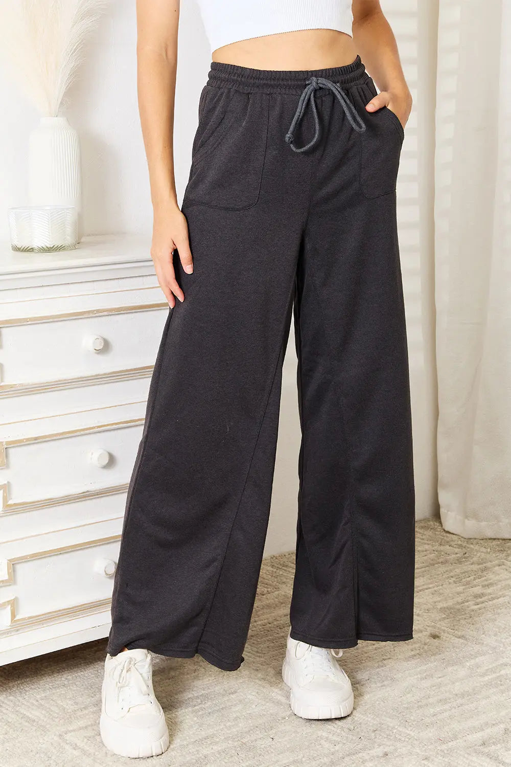 Basic Bae Drawstring Pocketed Wide Leg Lounge Pants - Be Bliss Boutique