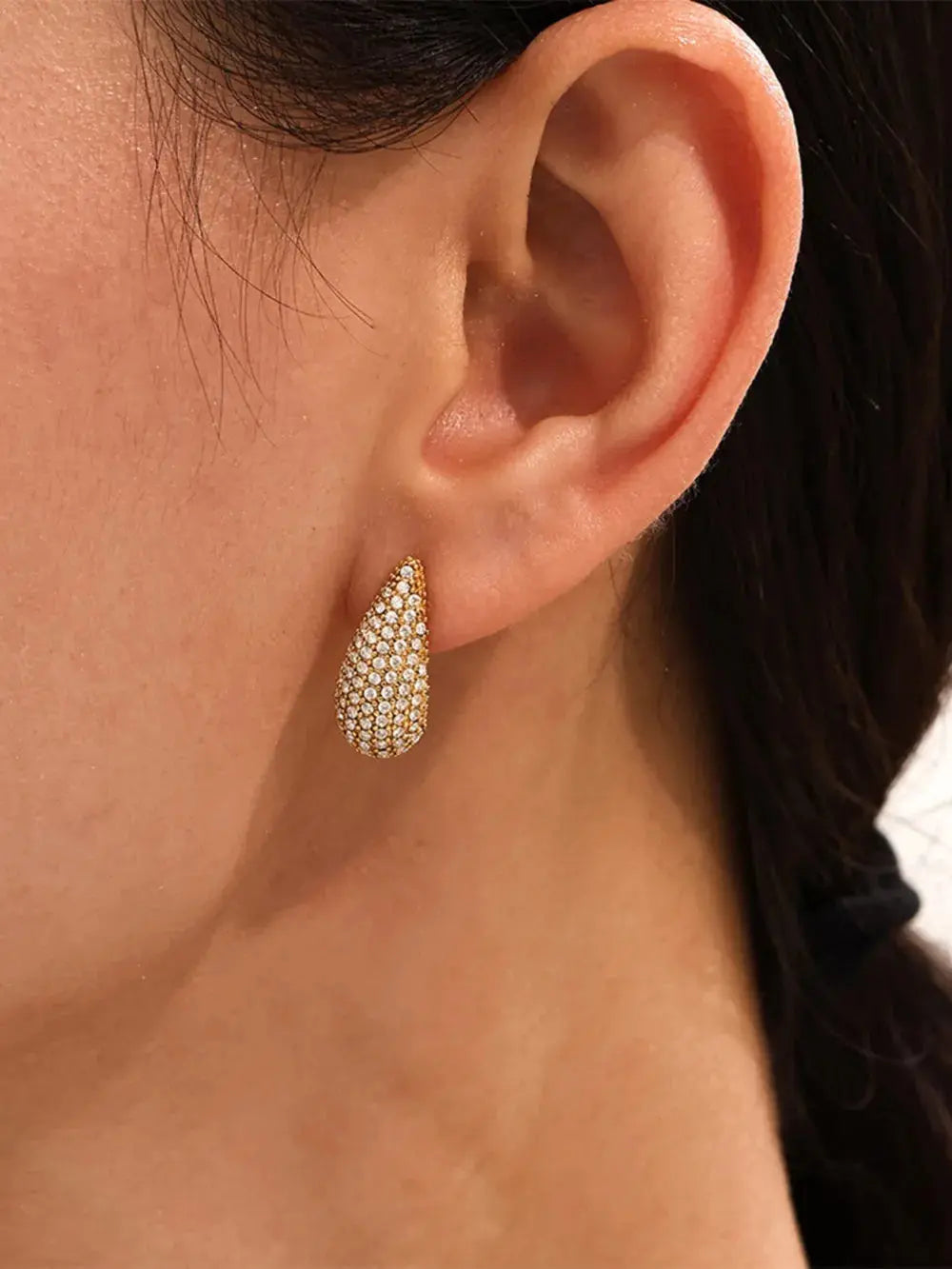 Stainless Steel Zircon Teardrop Stud Earrings – Multicolor & Crystal Options - Be Bliss Boutique