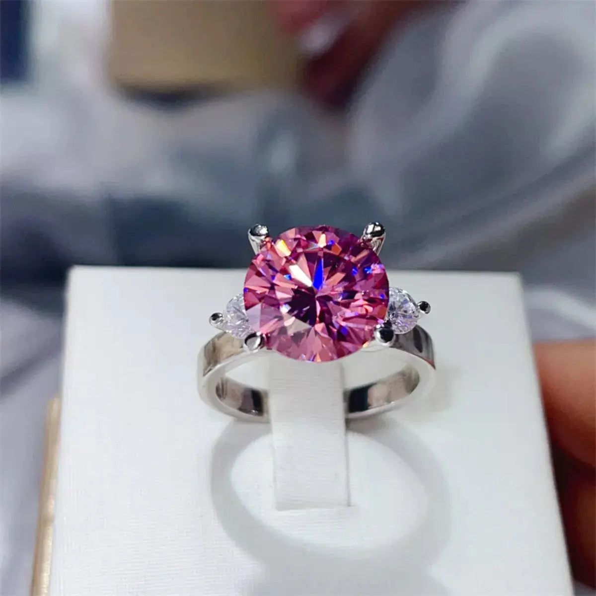 925 Sterling Silver Pink 5 Carat Moissanite Ring - Be Bliss Boutique