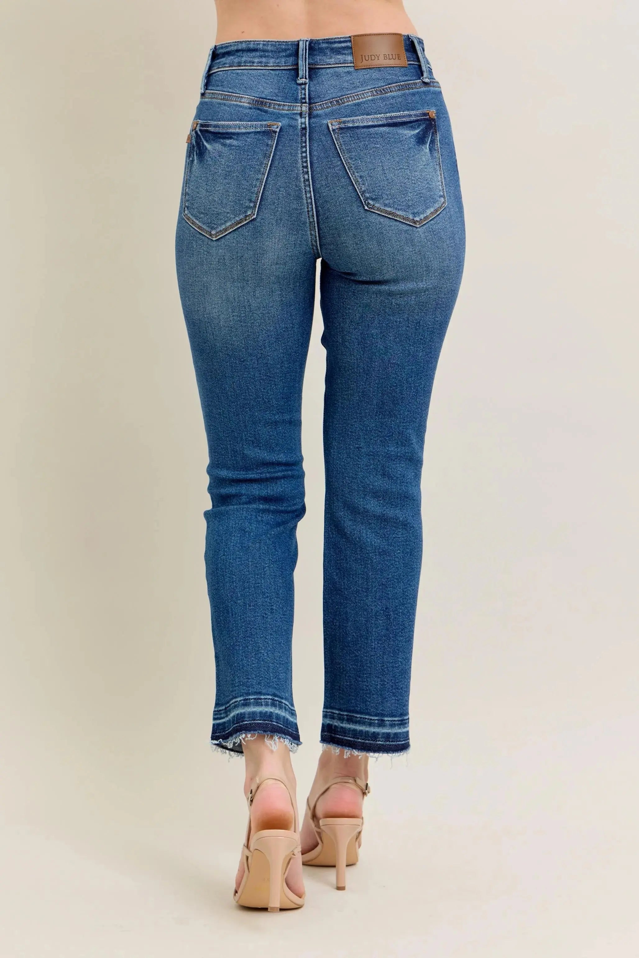 Full Size High Waist Vintage Wash Release Hem Kick Flare Judy Blue Jeans - Be Bliss Boutique