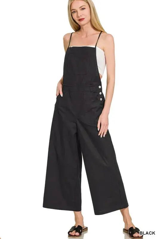 Zenana Woven Spaghetti Strap Overalls - Be Bliss Boutique