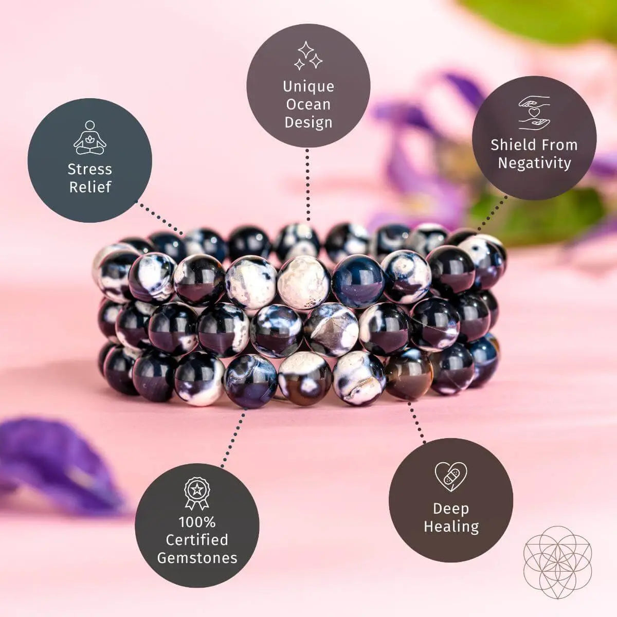 Exotic Orca Agate Bracelet of Deep Healing - Be Bliss Boutique