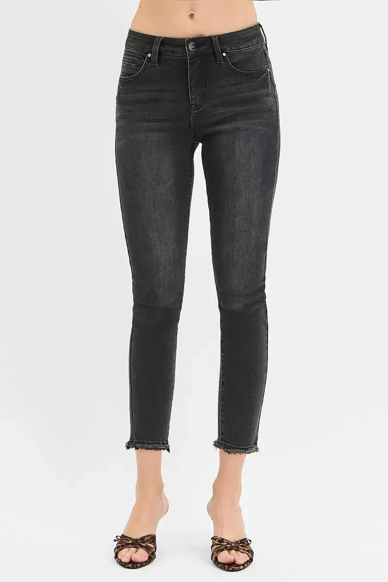 RISEN Jeans - Full Size Tummy Control Mid Rise Crop Skinny Jeans - Be Bliss Boutique