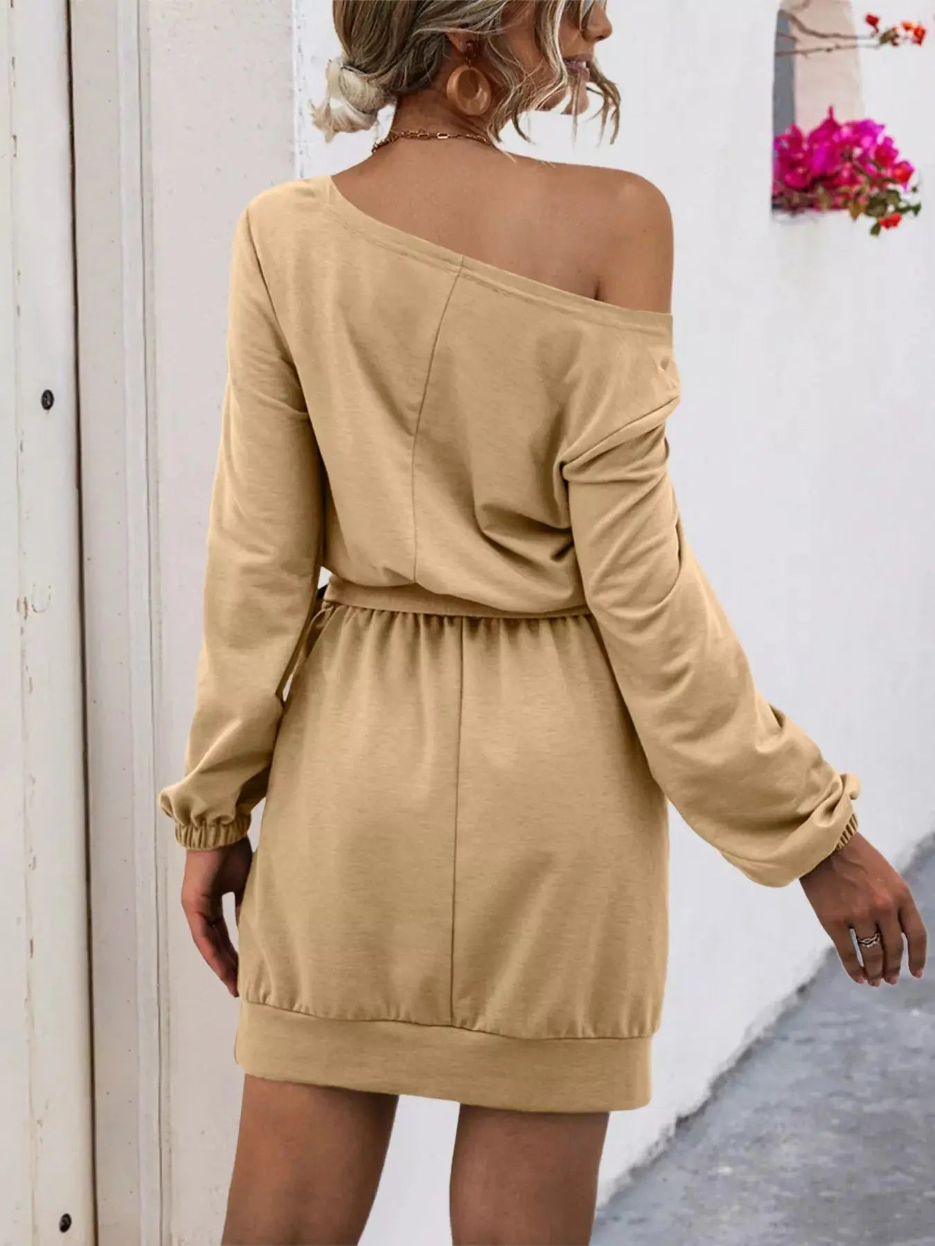 One Shoulder Tie Waist Dress - Be Bliss Boutique