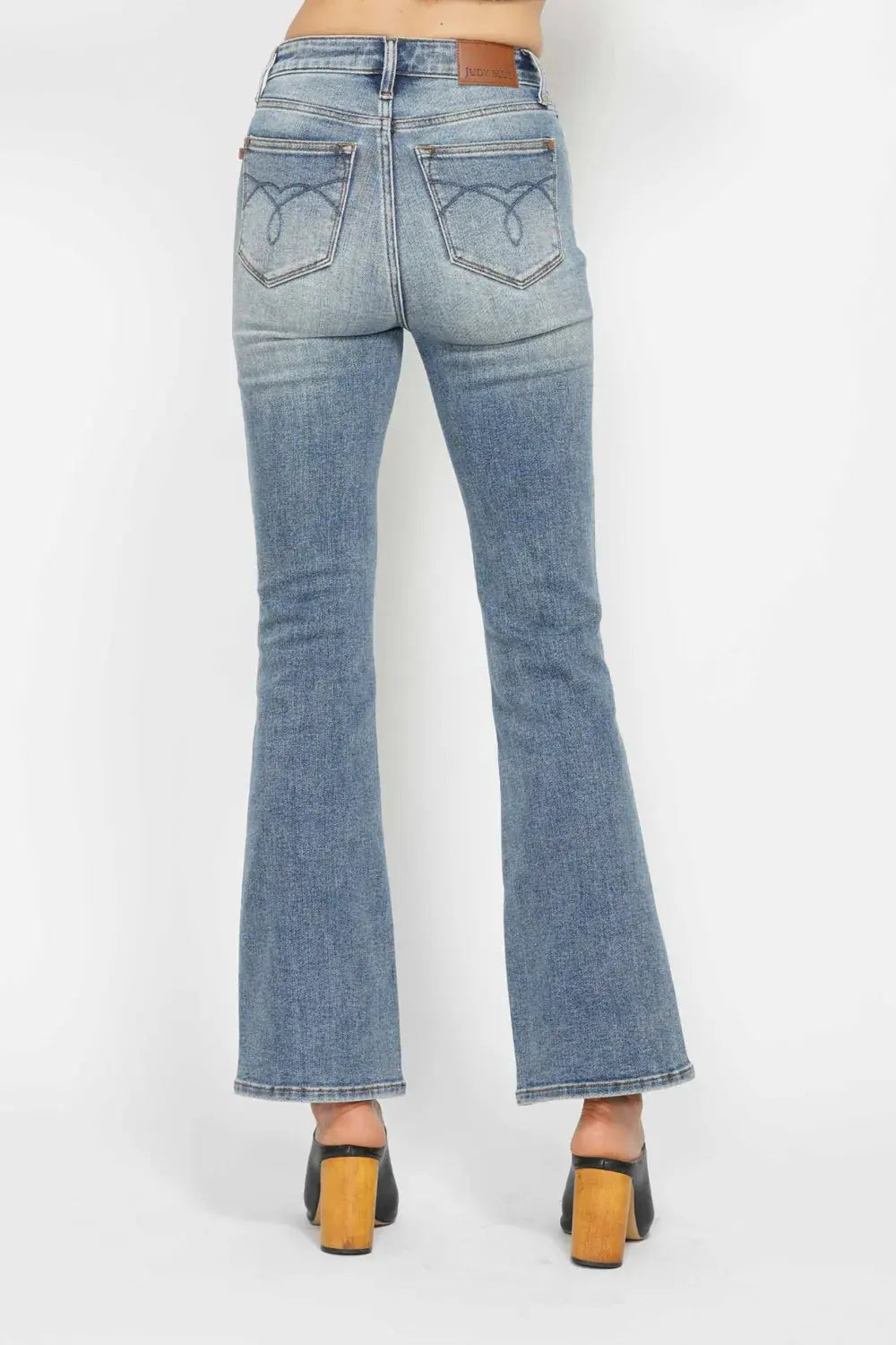 Judy Blue Jeans - Full Size Tummy Control Bootcut Jeans w/ Back Embroidered Pockets - Be Bliss Boutique