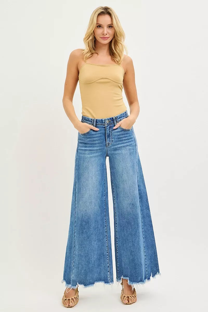 RISEN Jeans - High Rise Ankle Wide Jeans - Be Bliss Boutique