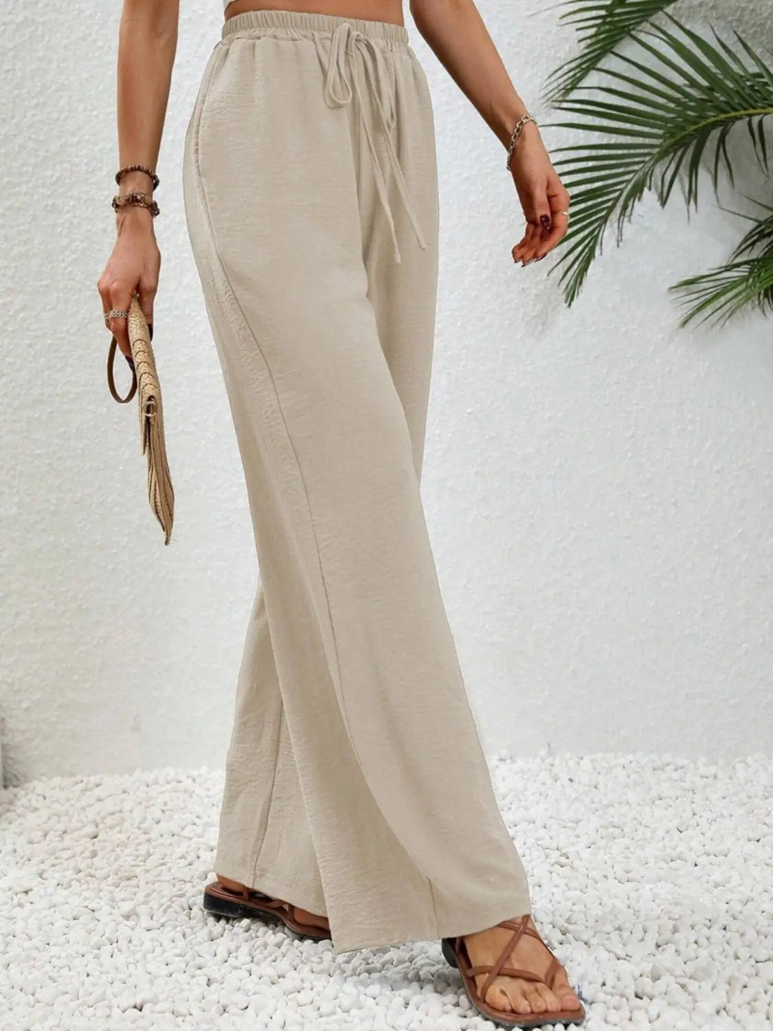 Wide Leg Drawstring Pants - Be Bliss Boutique