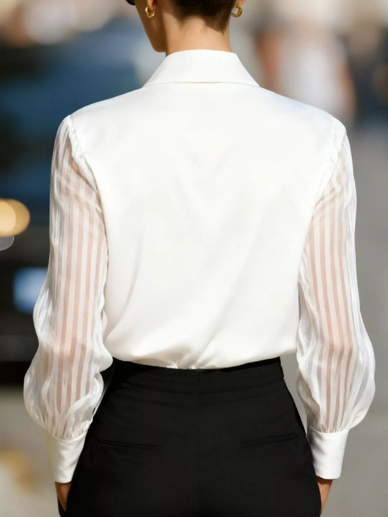 Striped Sheer Long Sleeve Shirt - Be Bliss Boutique