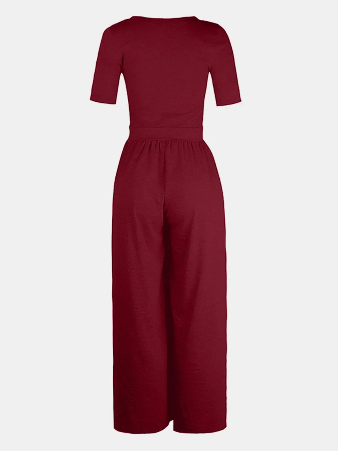Scoop Neck Short Sleeve Jumpsuit - Be Bliss Boutique