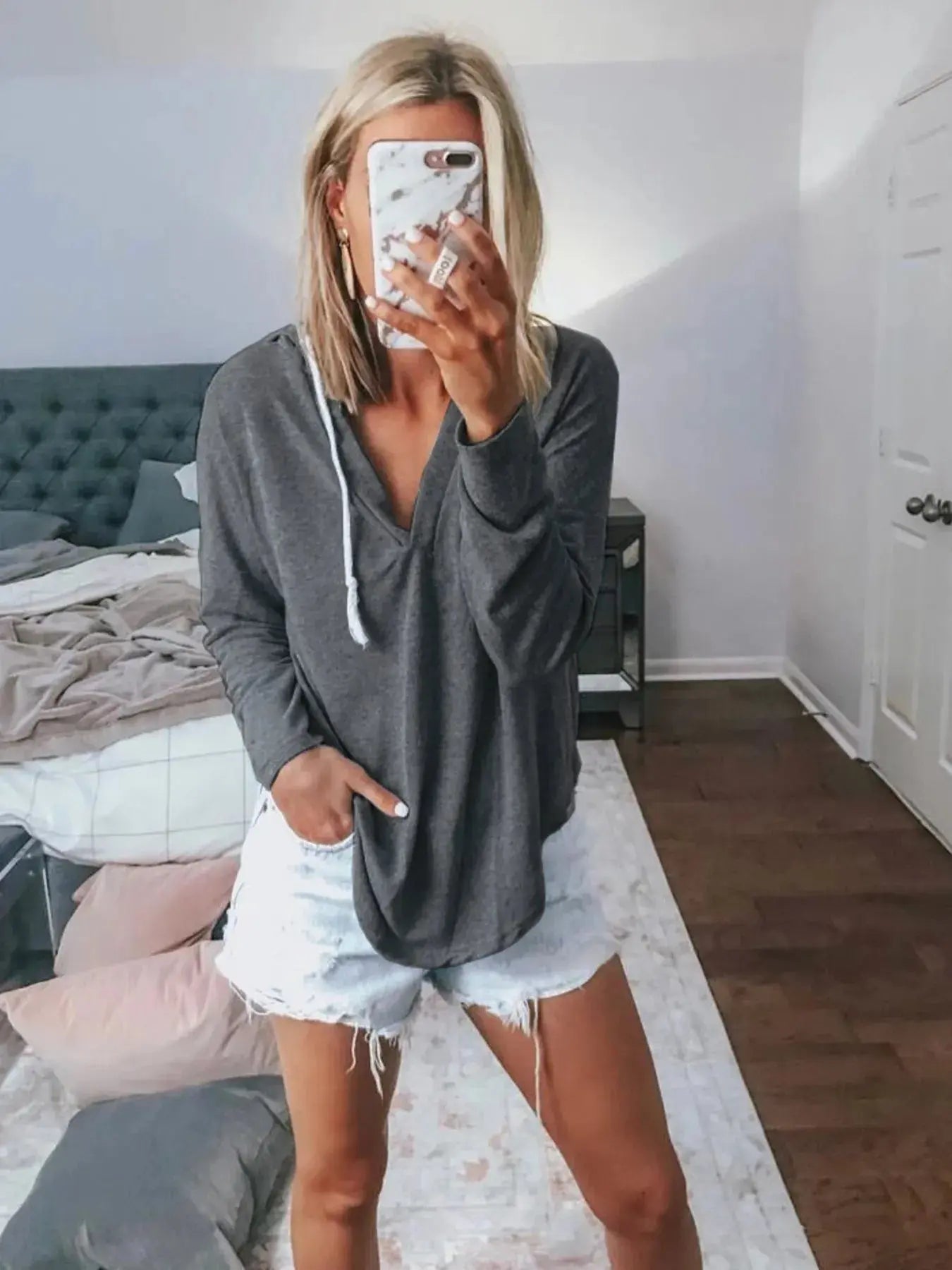 Plus Size Drawstring Long Sleeve Hoodie - Be Bliss Boutique