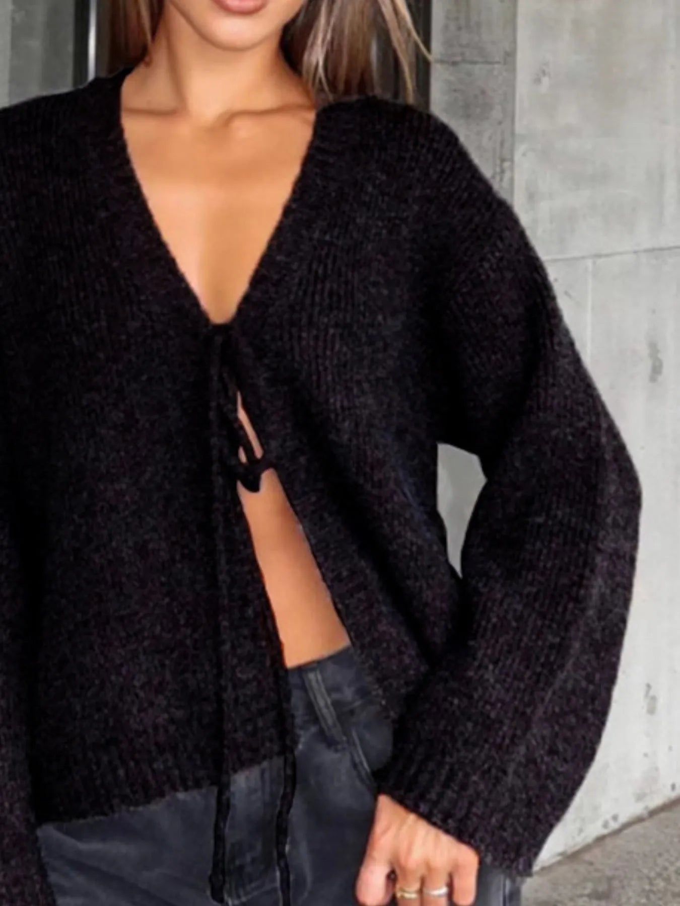 Open Front Tie Knit Sweater Cardigan – Soft Stretch Cozy Fit - Be Bliss Boutique