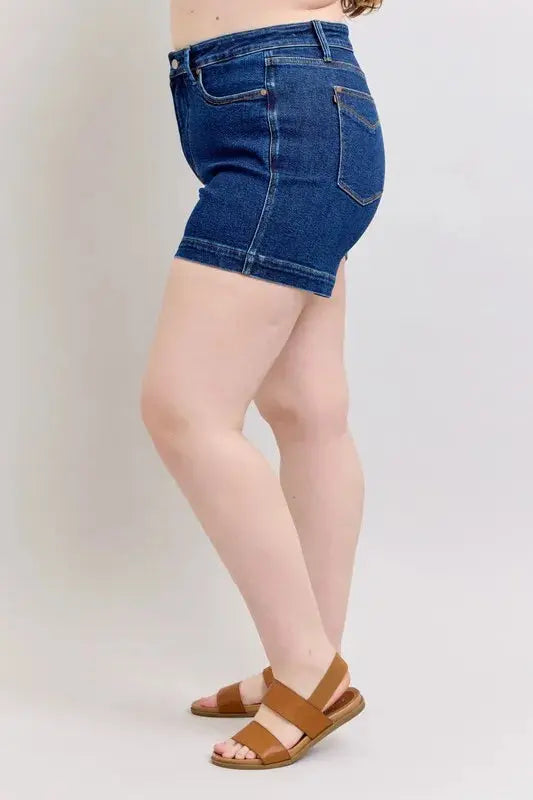 Judy Blue Jeans - Plus Size High Waist Tummy Control Denim Shorts - Be Bliss Boutique