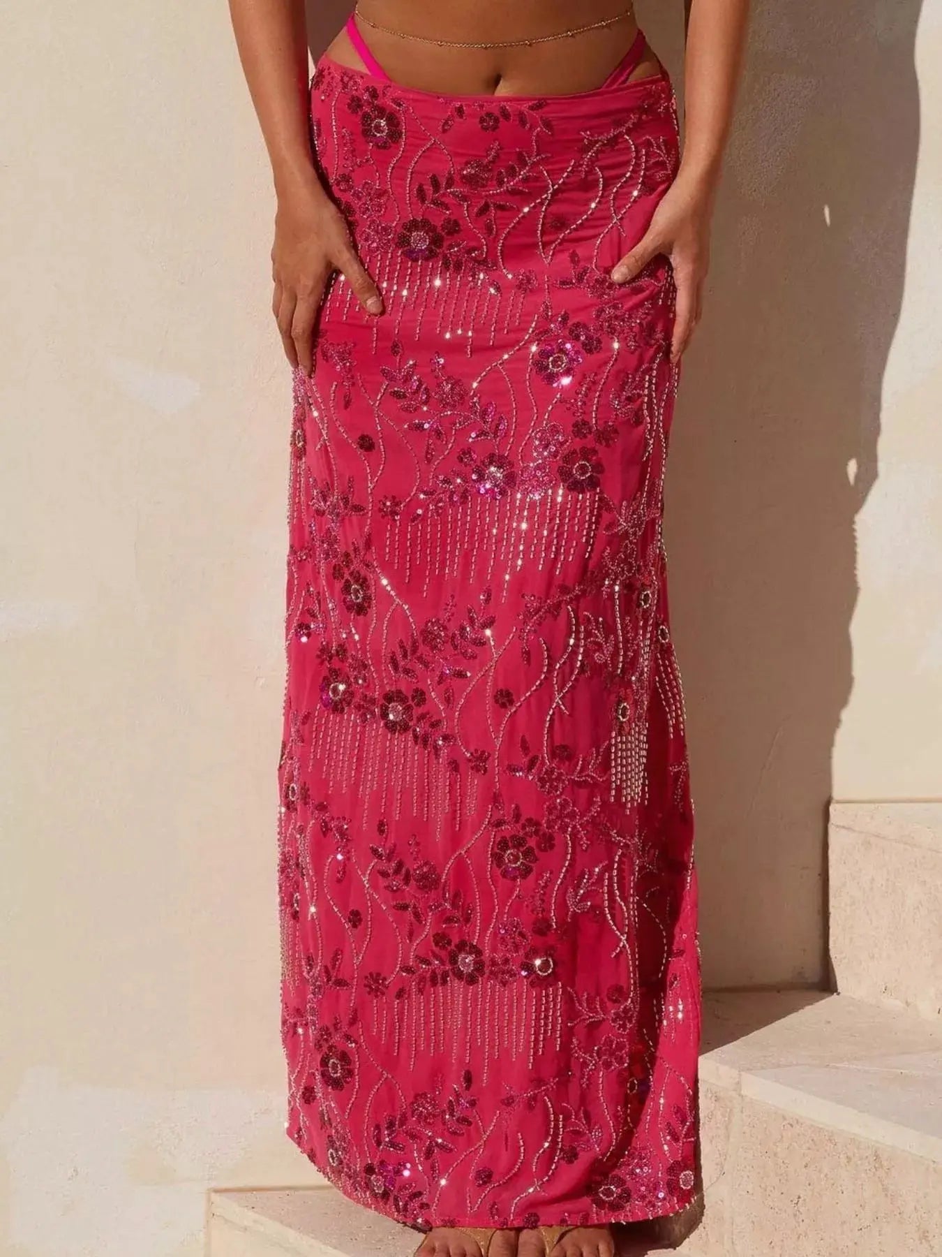 Embroidered Sequin Maxi Skirt - Be Bliss Boutique