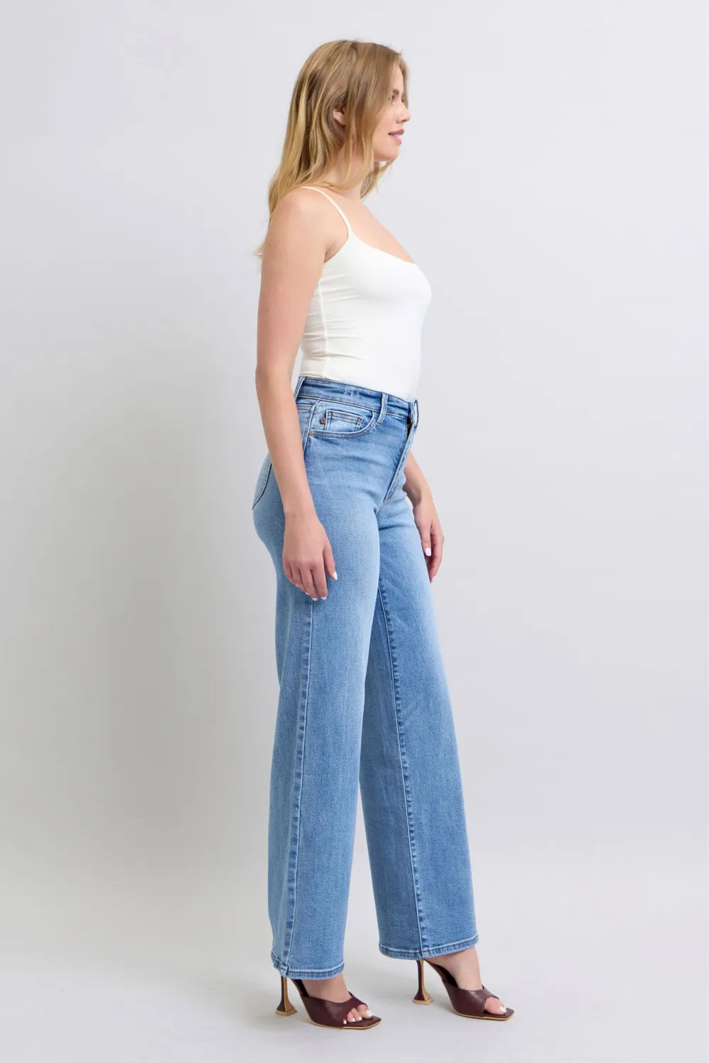 Full Size High Waist Wide Leg Judy Blue Jeans with Functional Pockets - Be Bliss Boutique